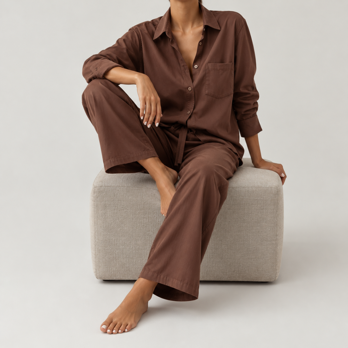Yves Cotton Trousers – Cocoa Brown