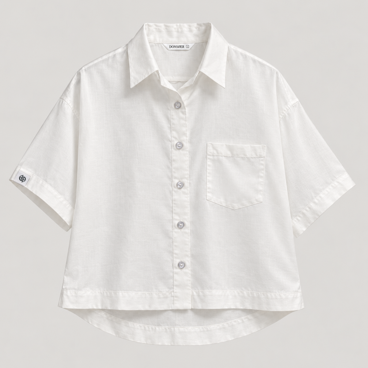 Yves Cotton Short-Sleeve Shirt – Misty White