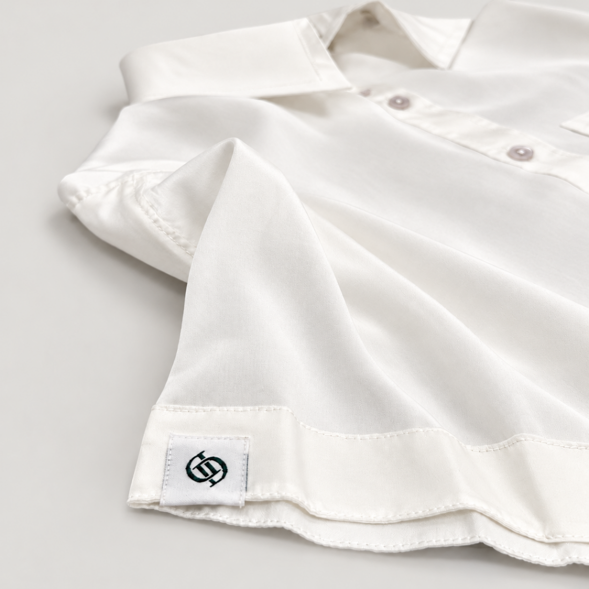 Yves Cotton Short-Sleeve Shirt – Misty White