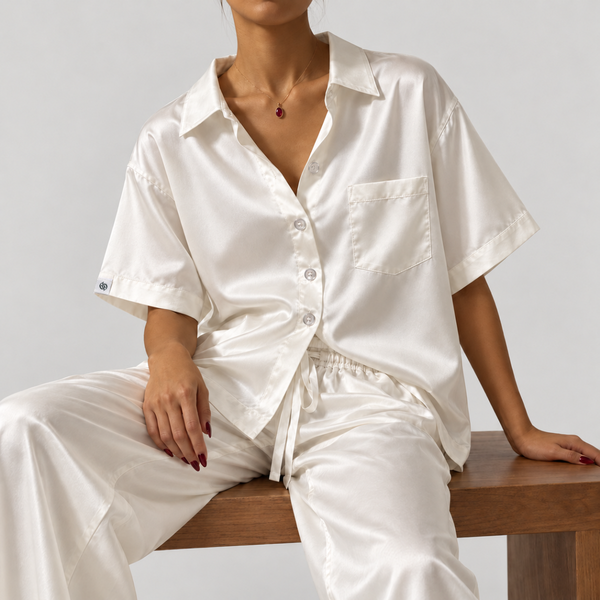 Hedvábné kalhoty Mørier – Pure White