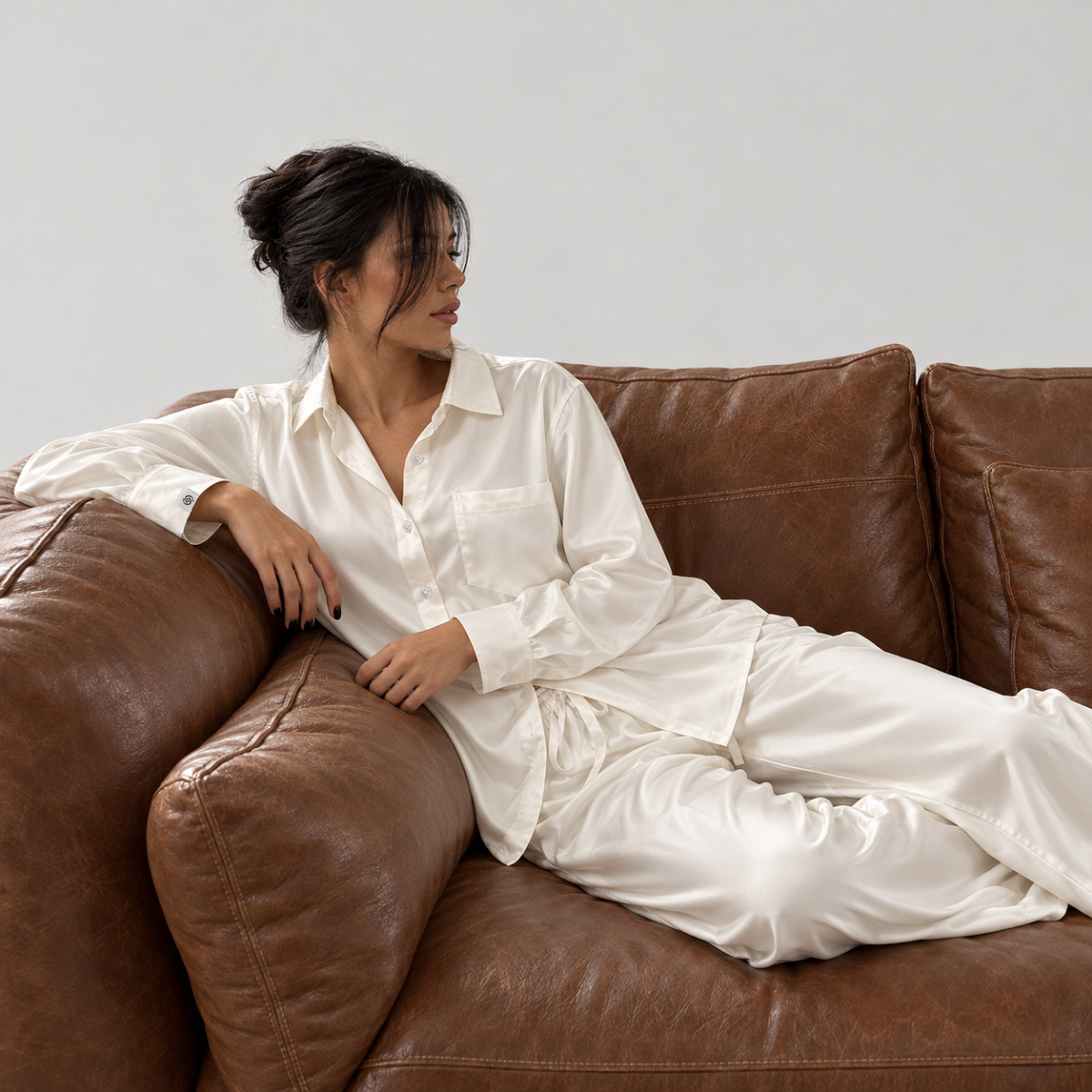 Mørier Silk Trousers – Ivory White