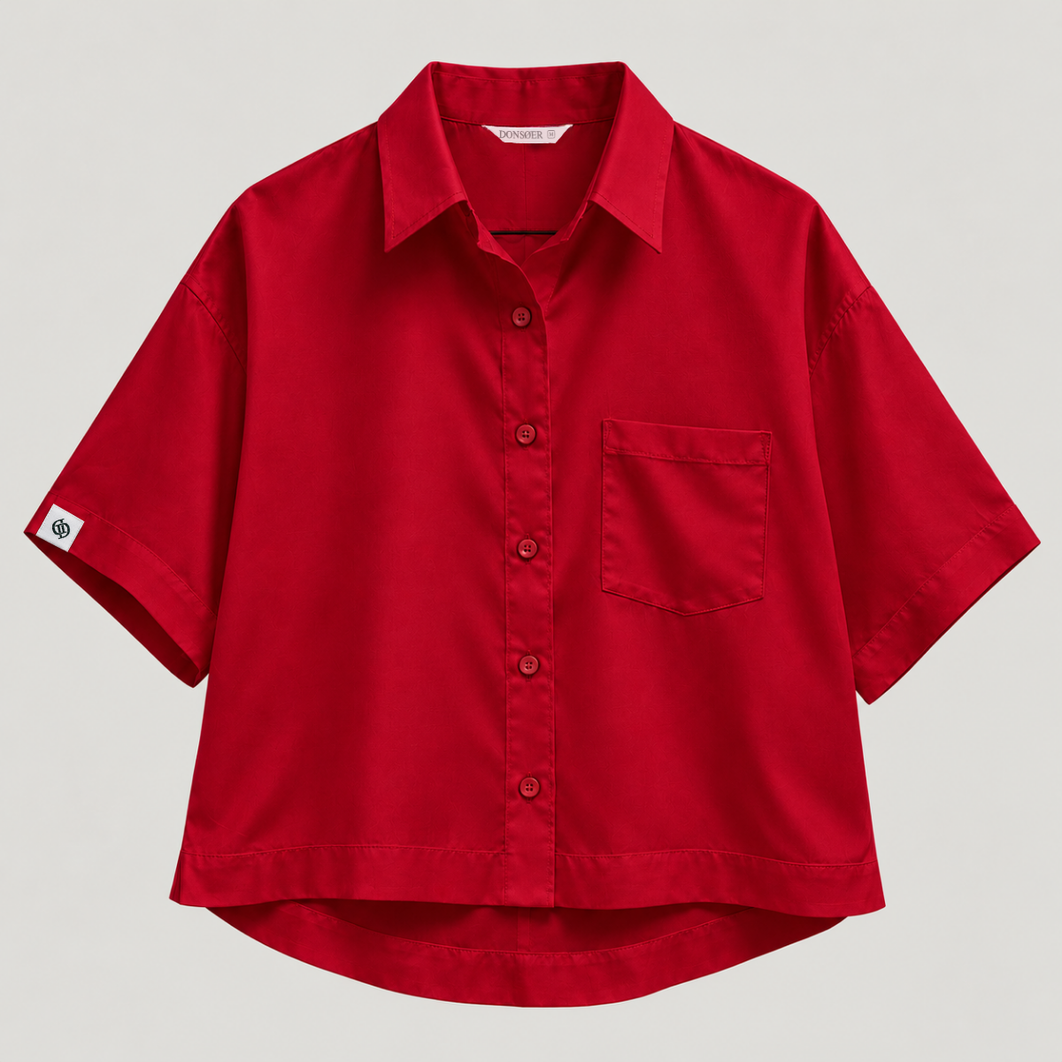 Yves Cotton Short- Sleeve Shirt – Deep Red