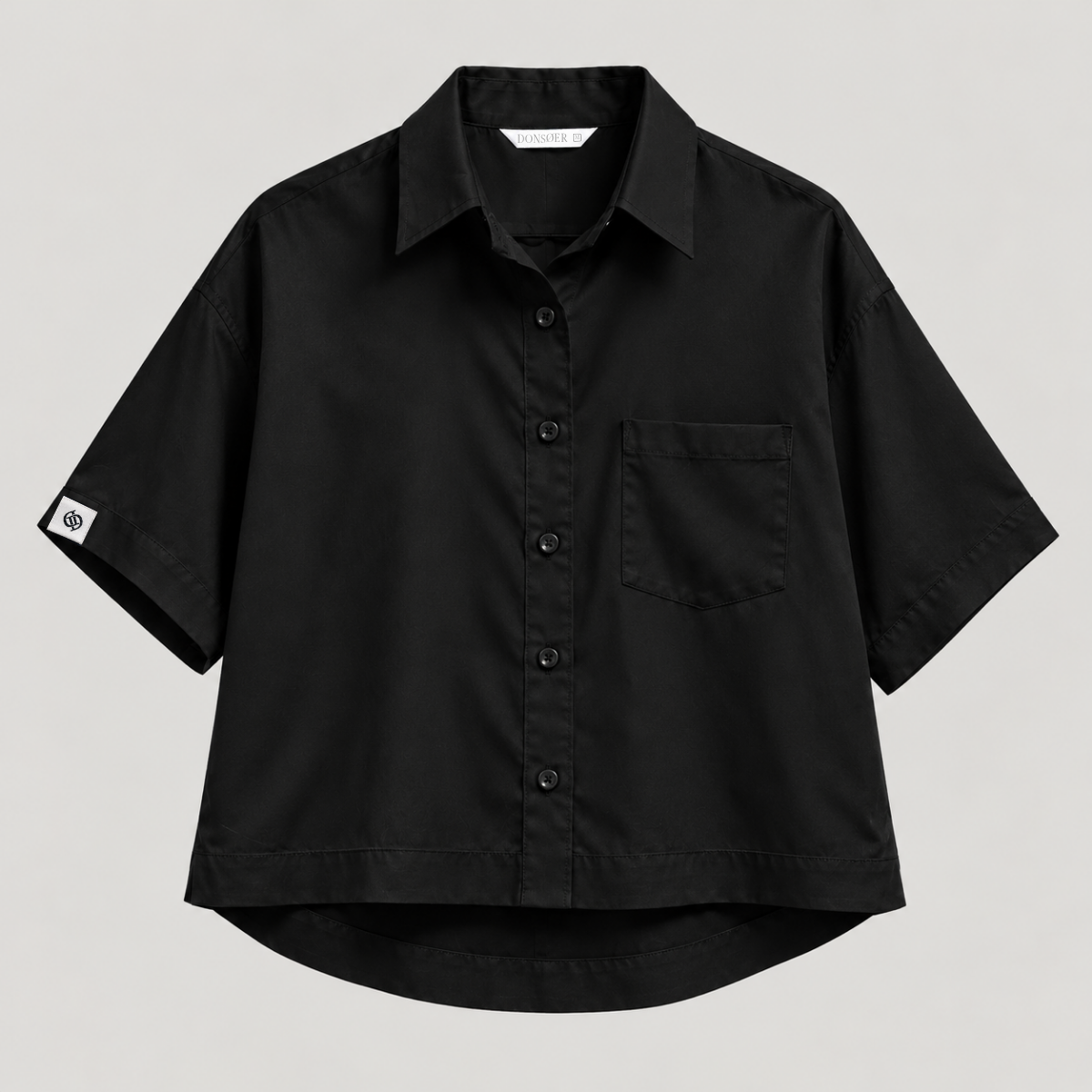 Yves Cotton Short-Sleeve Shirt – True Black