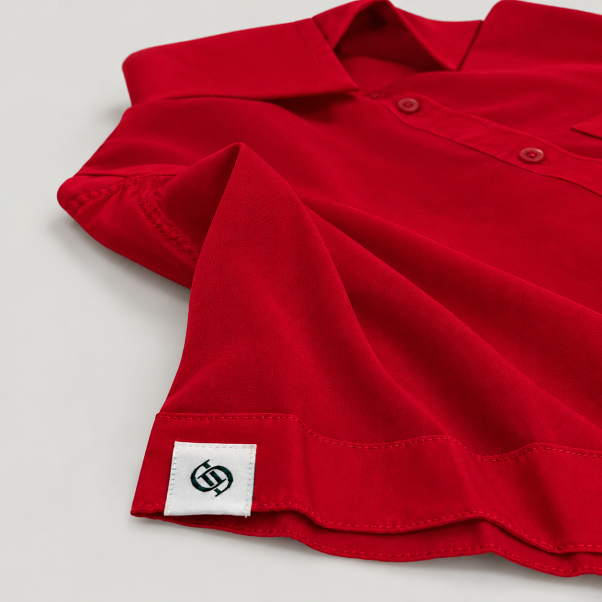 Yves Cotton Short- Sleeve Shirt – Deep Red