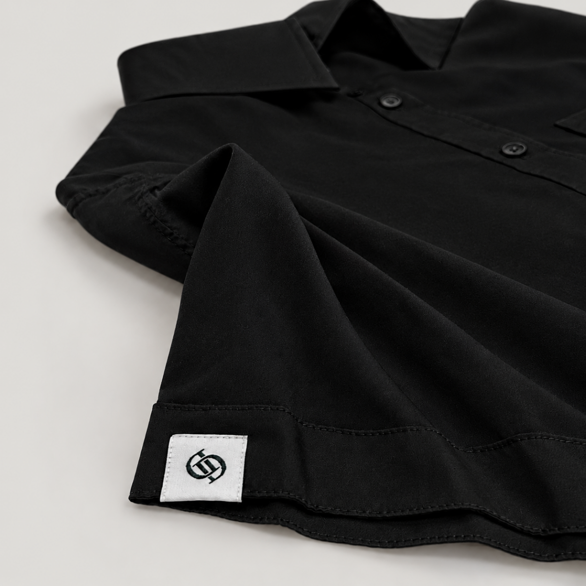 Yves Cotton Short-Sleeve Shirt – True Black