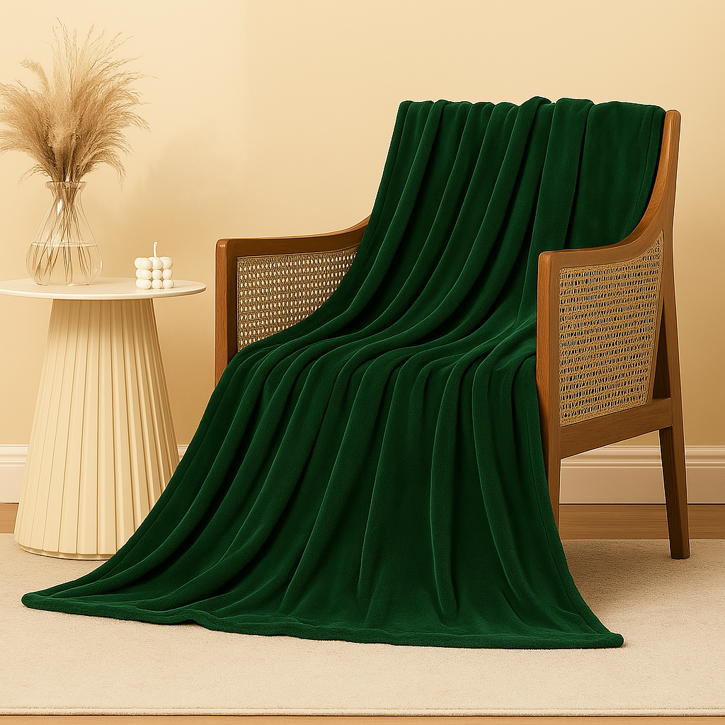 Plush blanket Vømre - Green Olives